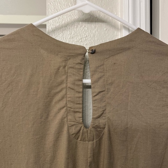 NWOT Pact Organic Canopy Linen Blend Notch Neck Dress in Khaki Green - Picture 13 of 13